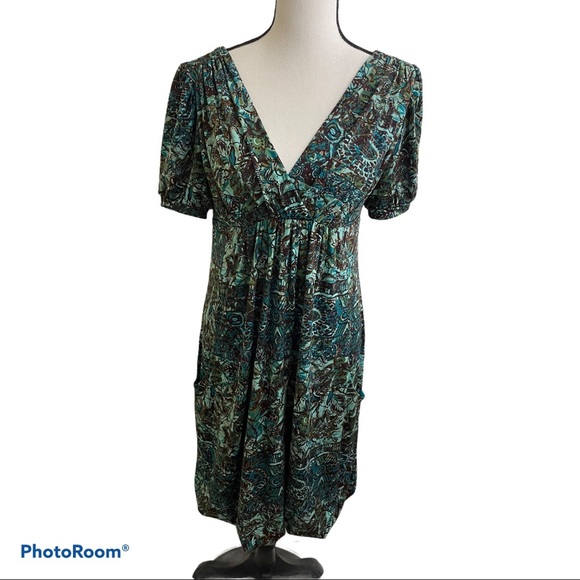 Eliza J bubble hem boho floral V-neck dress Size 6 - Picture 1 of 9